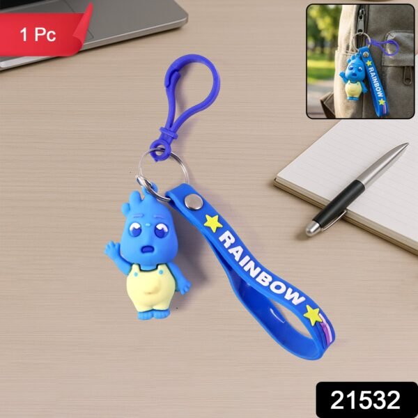 cute cartoon character keychain with silicone strap & carabiner clip â€“ 1 pc