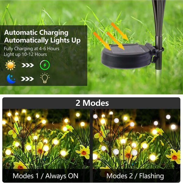 2 pc solar led garden stake firework lights
