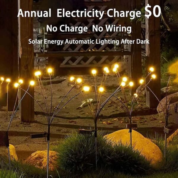 2 pc solar led garden stake firework lights