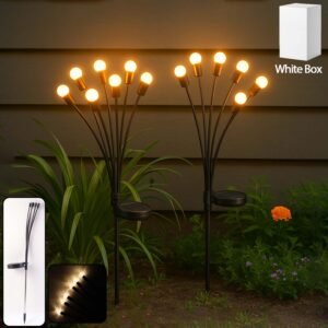 2 pc solar led garden stake firework lights
