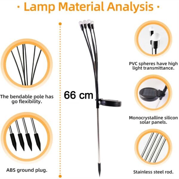 2 pc solar led garden stake firework lights