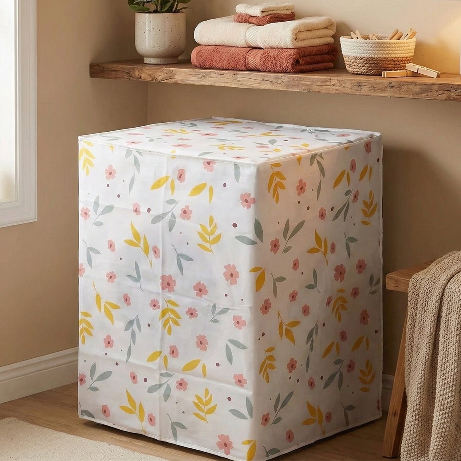 waterproof & dustproof floral washing machine cover (62Ã—56Ã—83 cm)