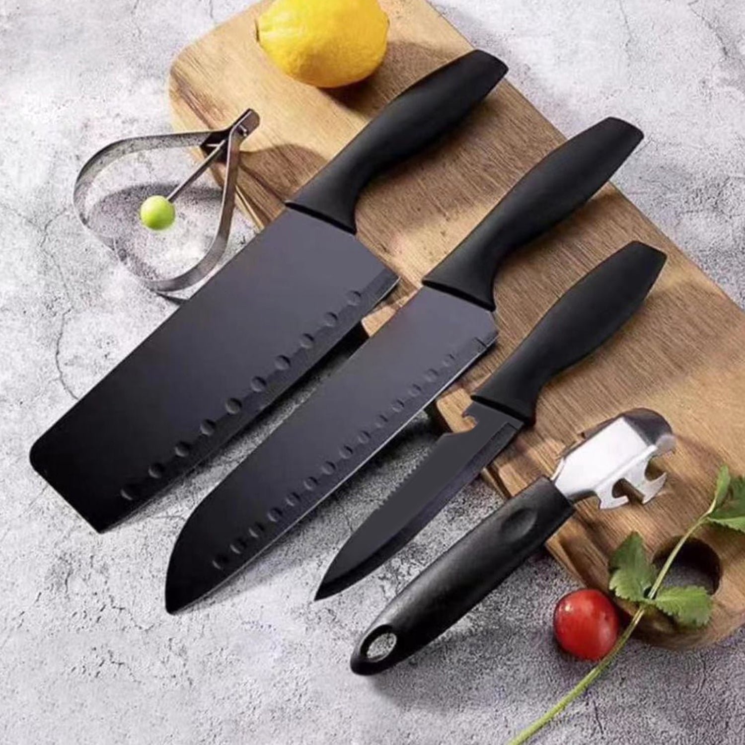 stainless steel chef knife set, 5pc kitchen cutlery