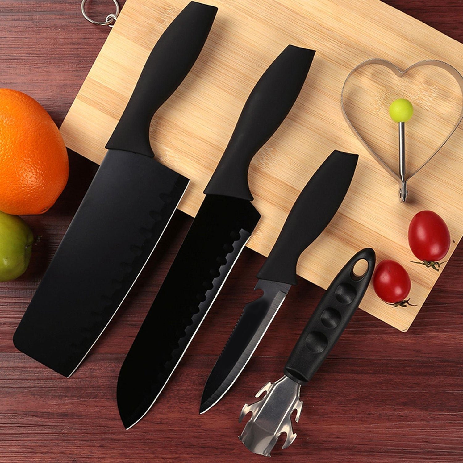 5 piece stainless steel kitchen knife set â€“ chef, chopping, utility, butcher knives