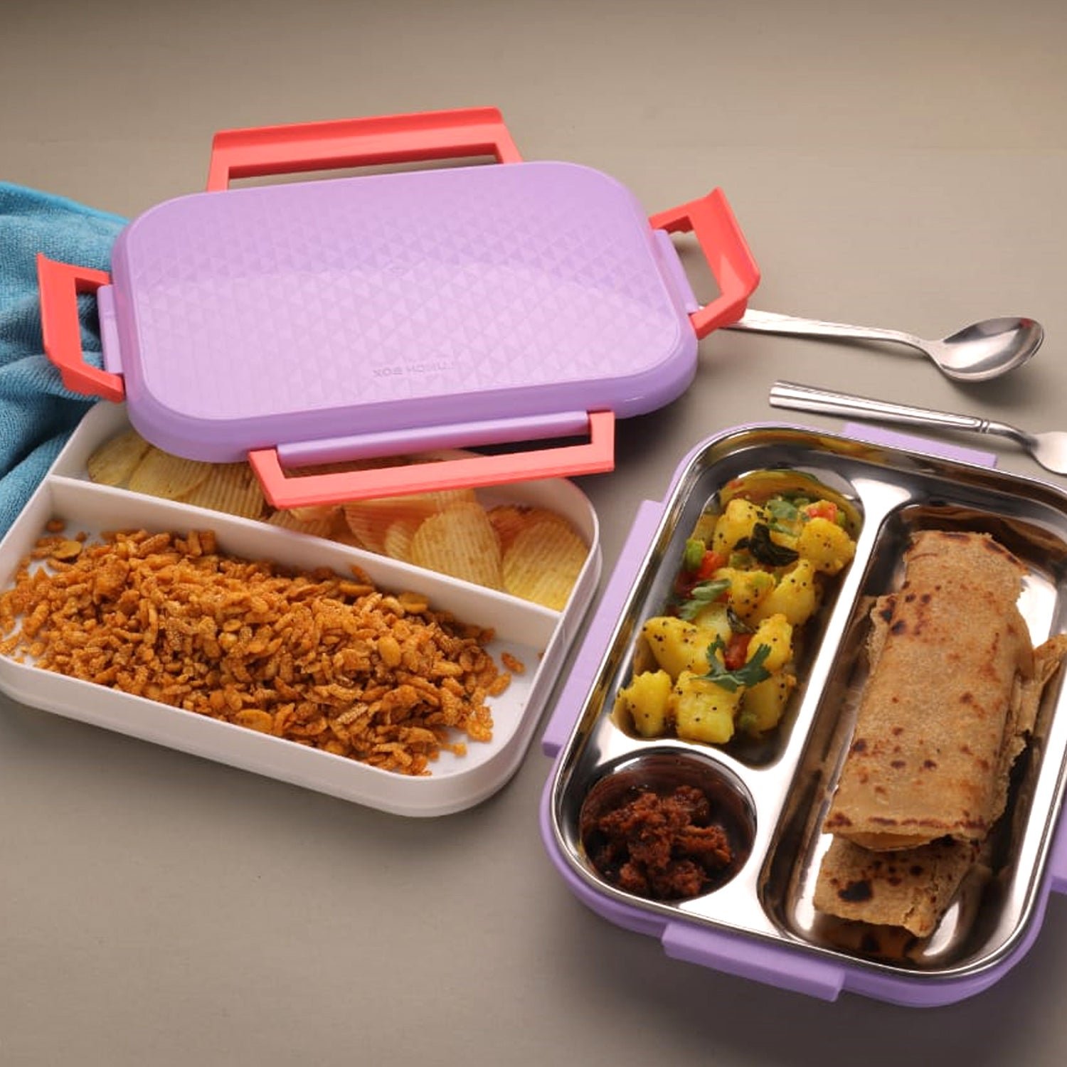 premium multi compartment steel lunch box for office, school & travel