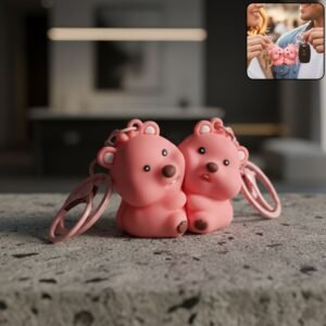 Cute Couple Bear Shape 2-in-1 Keychain Set (2 Pieces Set)