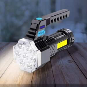 Portable COB 7LED USB Rechargeable Flashlight / Torch with Side Light (1 Pc)