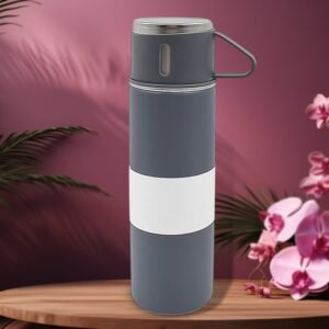 Stainless Steel Vacuum Insulated Water Bottle With Mug (500 ML, Mix Color)