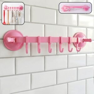 Multipurpose Wall-Mounted Plastic Hanging Rack (6 Hook, 1 Pc)
