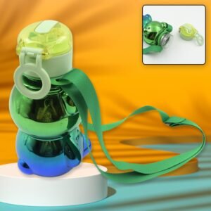 Cute Plastic Water Bottle with Strap & Stickers  Kids School Bottle (1 Pc)