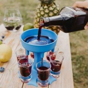 6-Way Plastic Shot Glass Dispenser with Holder Stand (1 Pc)