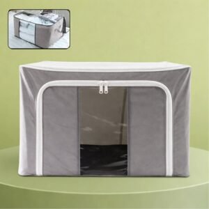 Foldable Steel Frame Clothes Storage Organizer Bag 60x43x32cm (Mix Color)