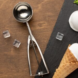 Premium Stainless Steel Ice Cream Scoop with Trigger Release –Approx 70 ML Capacity