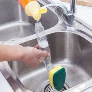 Liquid Dispensing Scrub for Washing and Cleaning Utensils and Kitchen