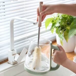 Bottle Brush with Curved Head Long Handle Washing Brush for Baby Bottles