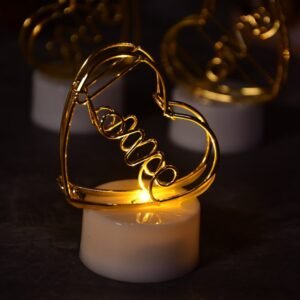 Set of 12 Multicolor Flameless Heart Candles for Decoration, Diwali
