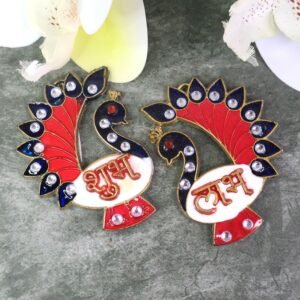 Decorative Peacock Design Shubh Labh Wall Hanging (2 Pc)