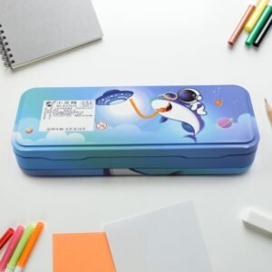 Metal Pencil Box, Pencil Case Double Compartment Compass Box