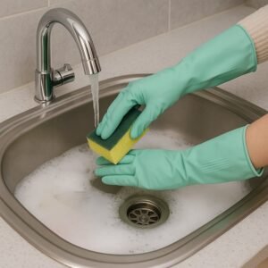 Long Cuff Multipurpose Rubber Cleaning Gloves (1 Pair, Mix Color)