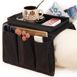 Sofa Arm Rest Hanging Storage Bag for Magazines & Books (Black)