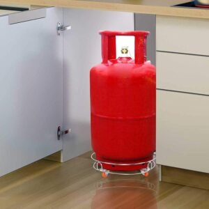 Stainless Steel Gas Cylinder Trolley Wheels LPG Cylinder Roller Stand Movable Trolley