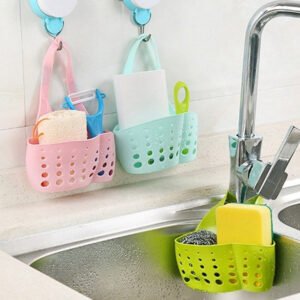 Adjustable Kitchen Bathroom Water Drainage Basket with Faucet Sink Caddy