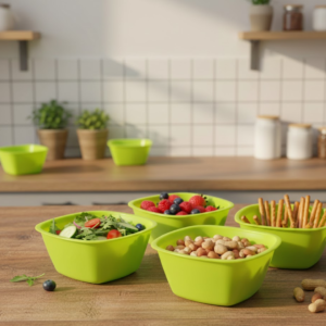 Square Plastic Bowl For Serving Food (Pack of 4)