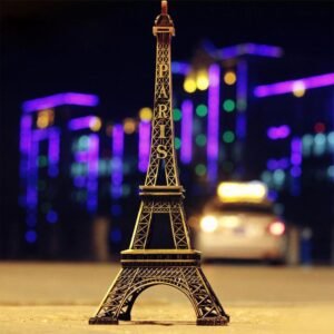 Antique 3D Eiffel Tower Statue - Metal Paris Landmark Decorative Showpiece