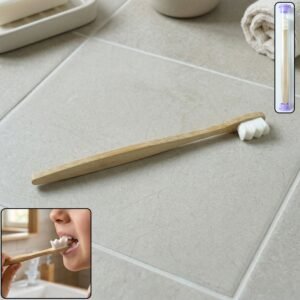 Natural Wooden Handle Tooth Cleaning Brush With Case (1 Pc)