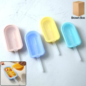 Premium Silicone Ice Cream Popsicle Mold Set 4 Pc