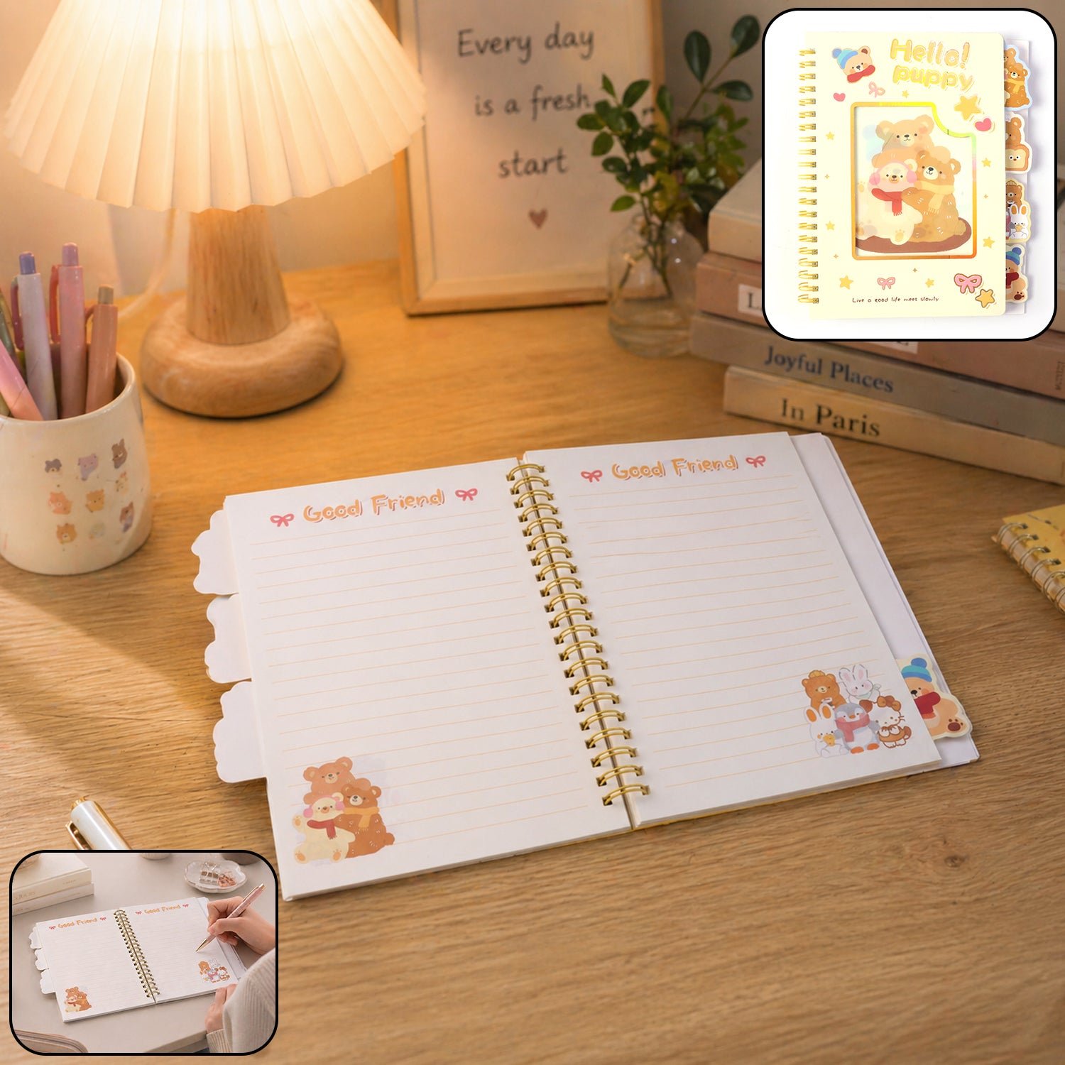 Cute Cartoon Printed Spiral Diary Notebook (54x196 MM)
