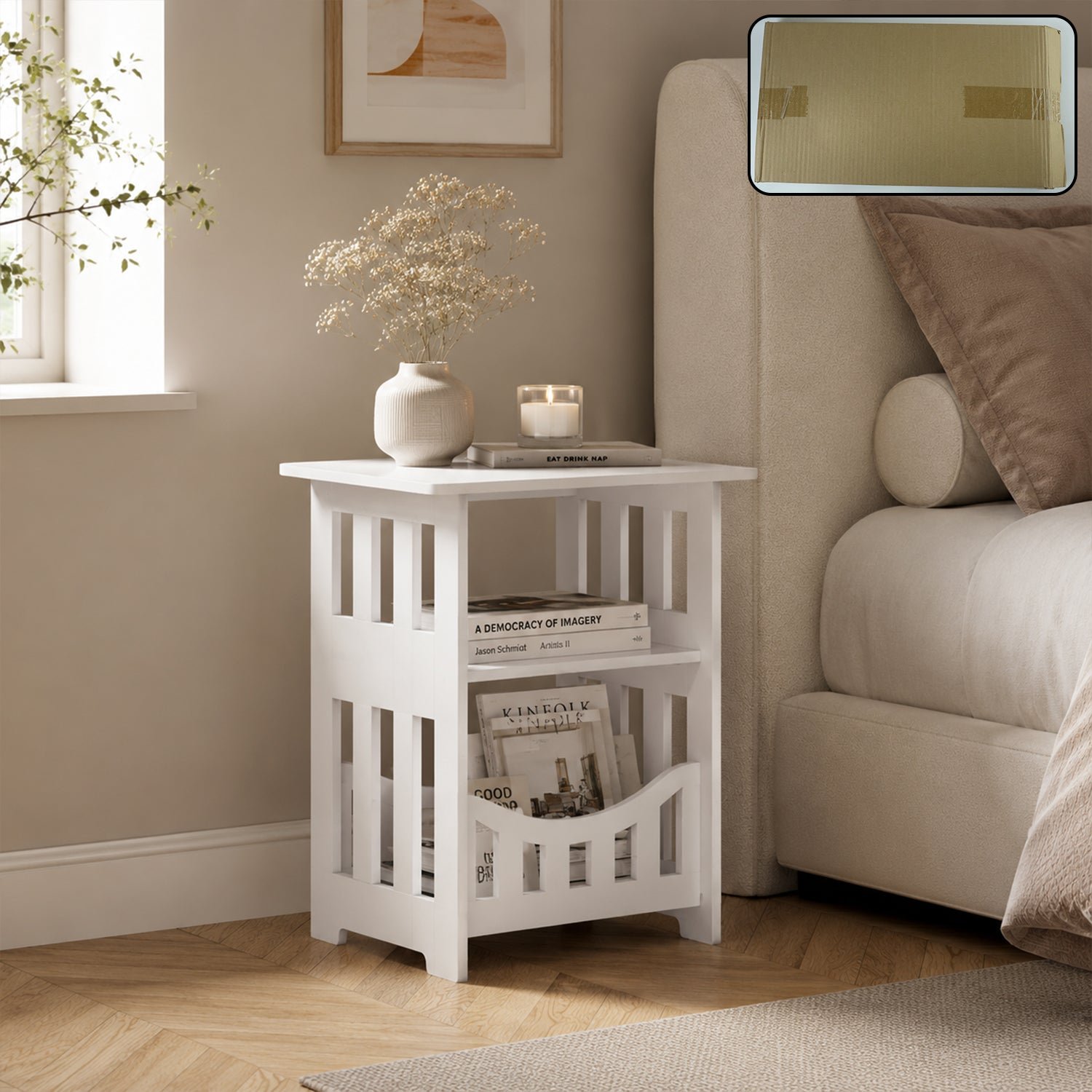 Portable Multipurpose Table with Storage Rack (1 Pc, 39.5x22x18 Cm)