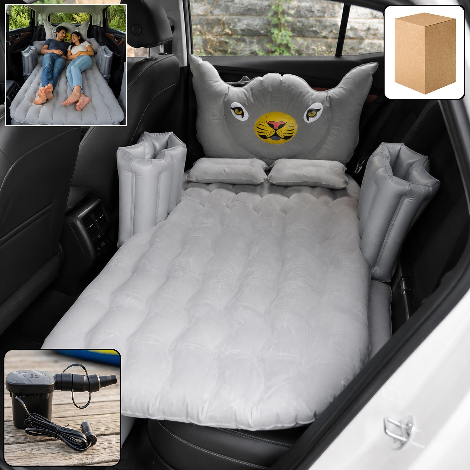 Car Air Mattress Bed Set – Inflatable Travel Bed with Pillow, Cushions & Air Pump