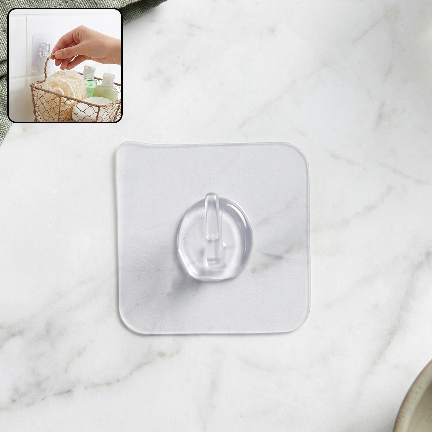 Transparent Square Self Adhesive Wall Utility Hook (1 Pc)