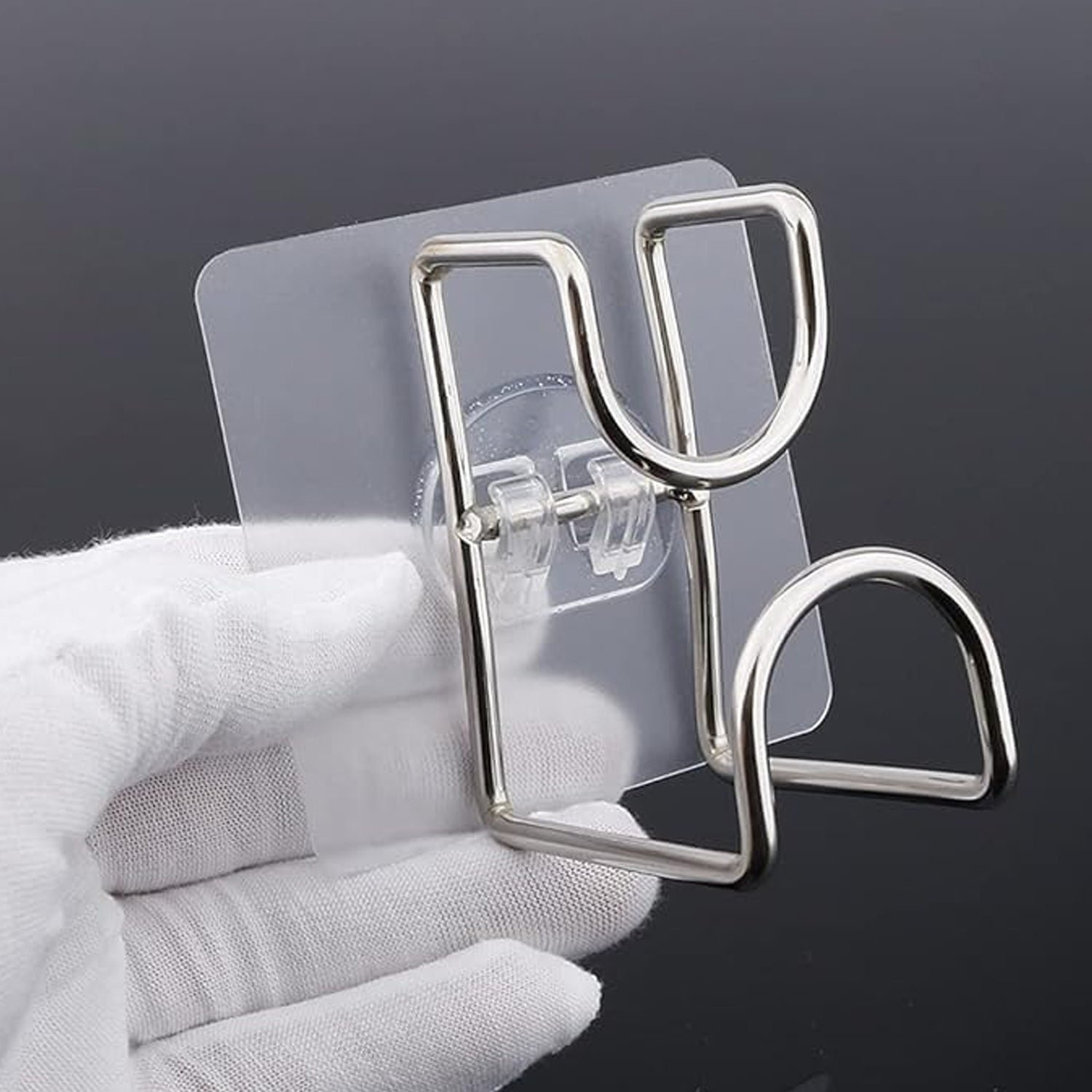 Transparent Double Loop Adhesive Wall Holder Hook (1 Pc)