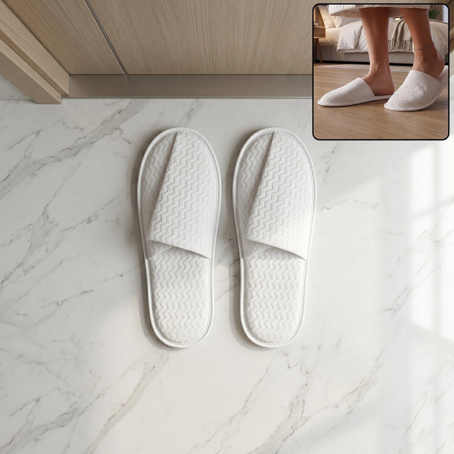 Disposable Hotel Slippers for Guests (1 Pair)