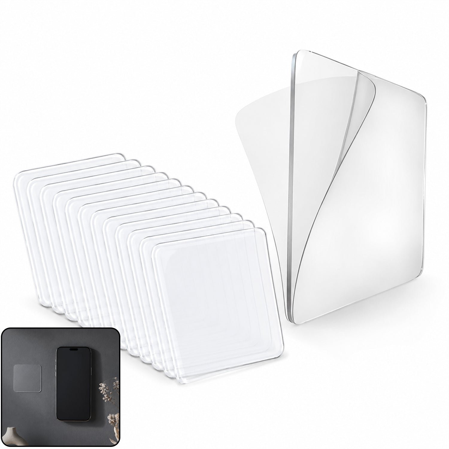 Double Side Sticker Transparent Nano Adhesive Wall Mounting Tape (48x48mm, 80 Pc)
